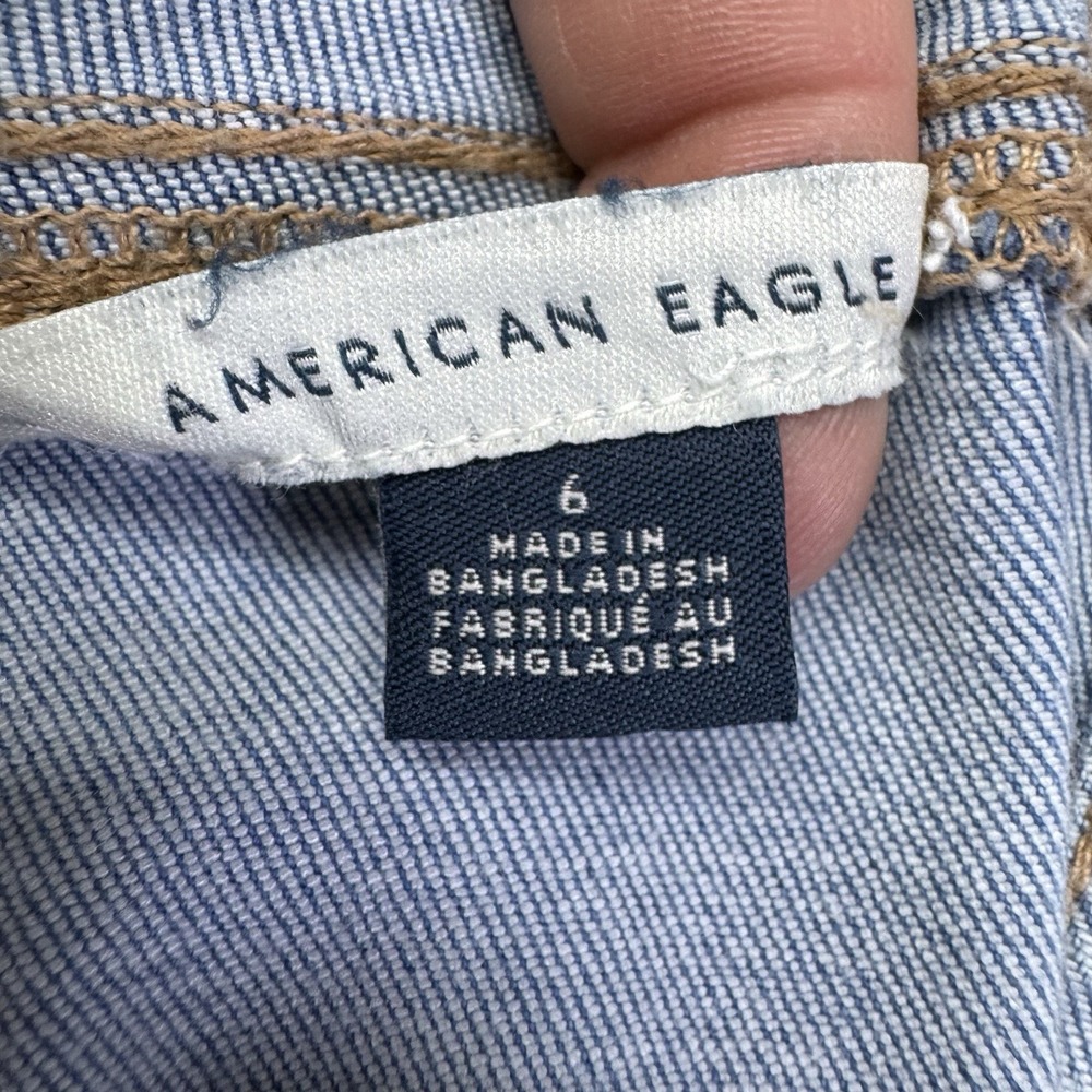 American Eagle Denim Dress Women's 6 Blue Maxi Scoop Neck Sleeveless Side Slit - Picture 11 of 16